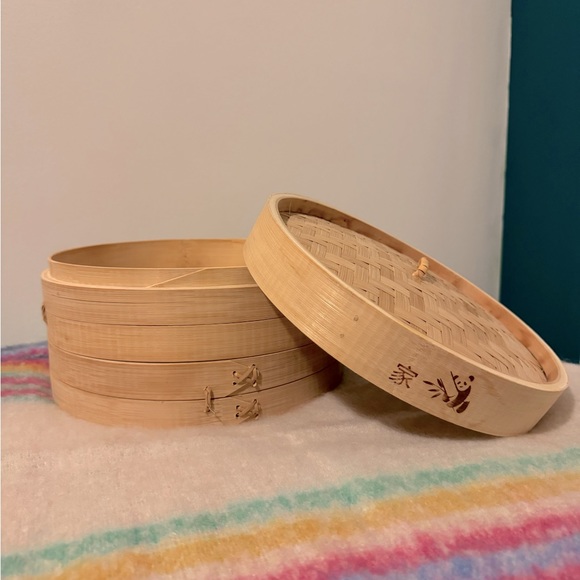 10 inch l 2-tier bamboo steamer basket I comes with bag of liners - Picture 1 of 6
